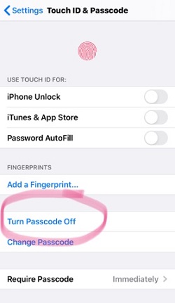 turn passcode off