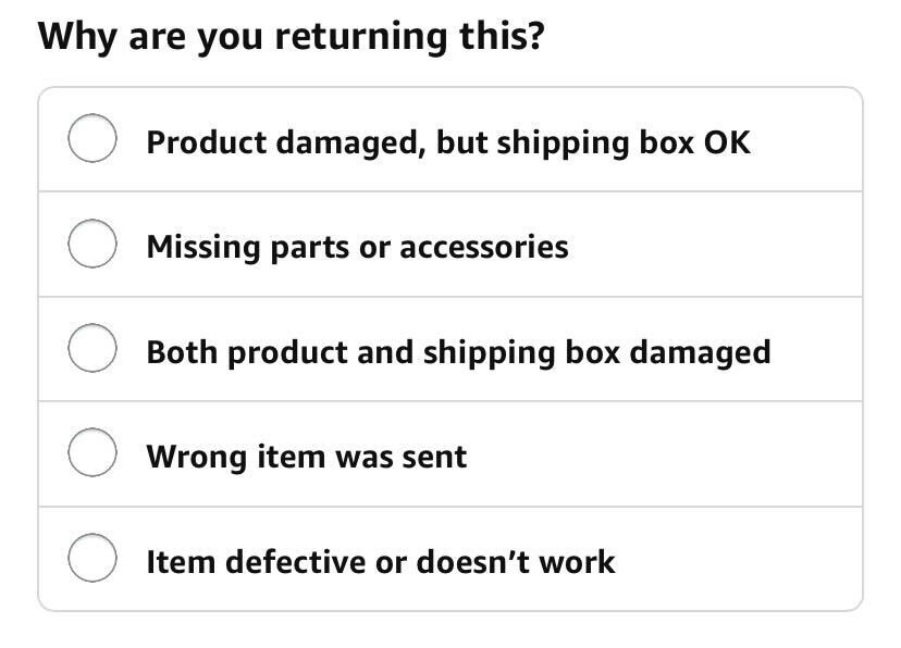 Amazon return order reasons