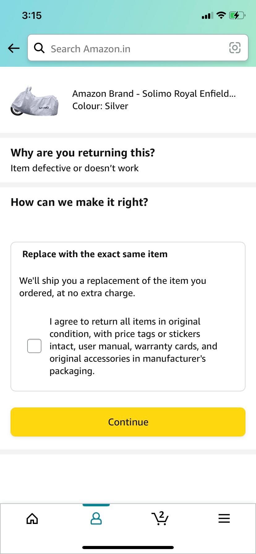 Amazon return order