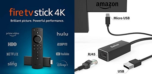 Adaptateur Ethernet pour Fire TV Stick/4K/Cube -5.000F