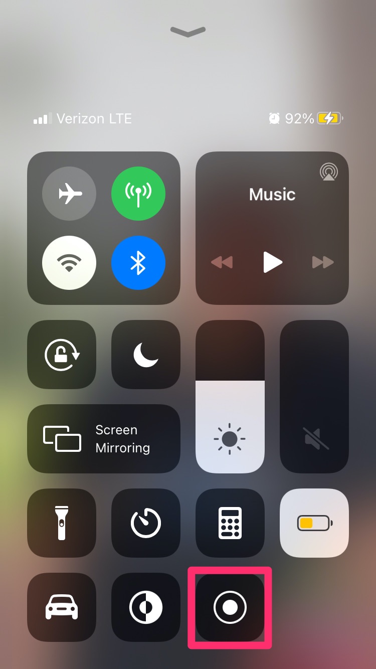 iPhone Control Center Screen Recording icon
