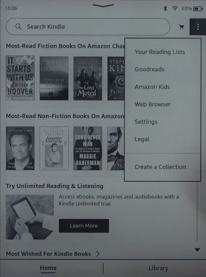 Kindle Web browser option