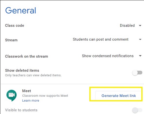 generate meet link