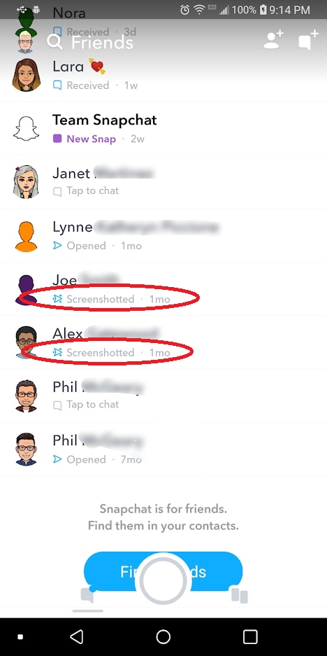 Snapchat Screenshotted notification