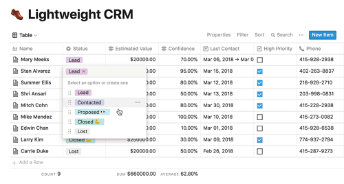 notion how to create table