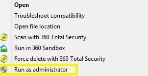 run as administrator