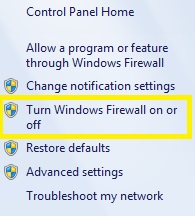 turn windows firewall on or off