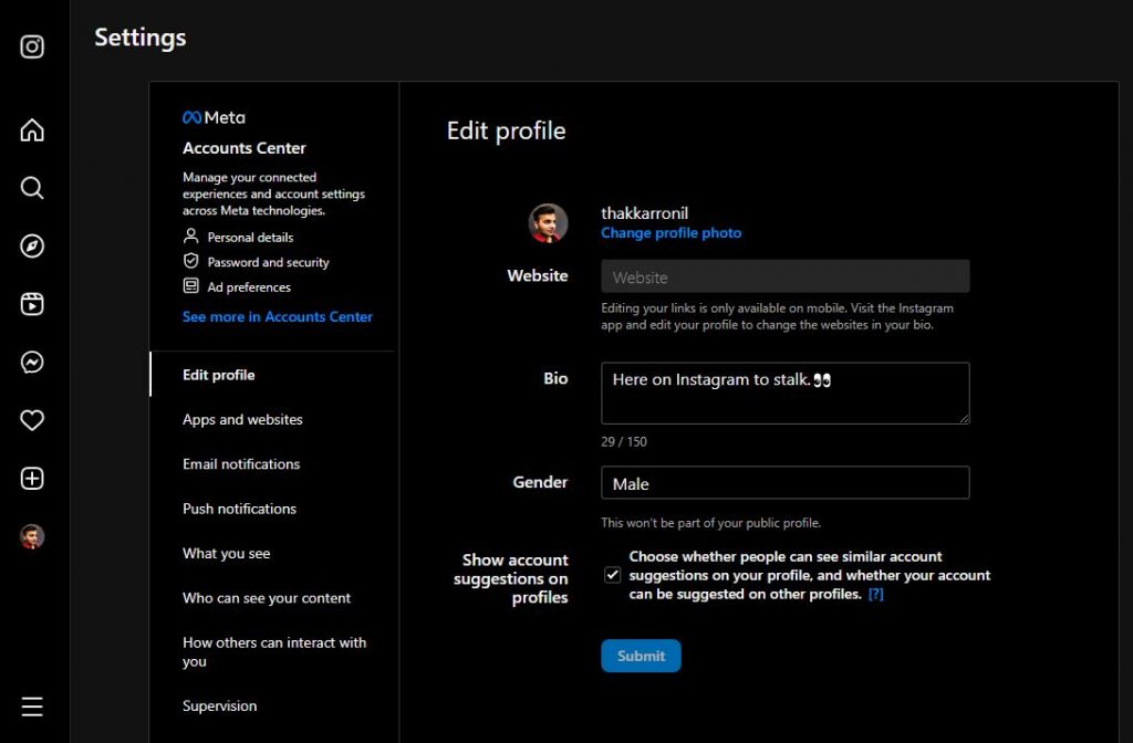 Instagram See more in Accounts Center