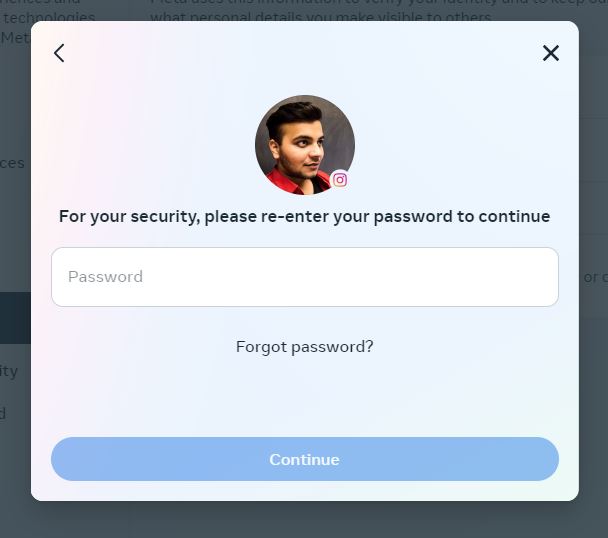 Instagram enter password