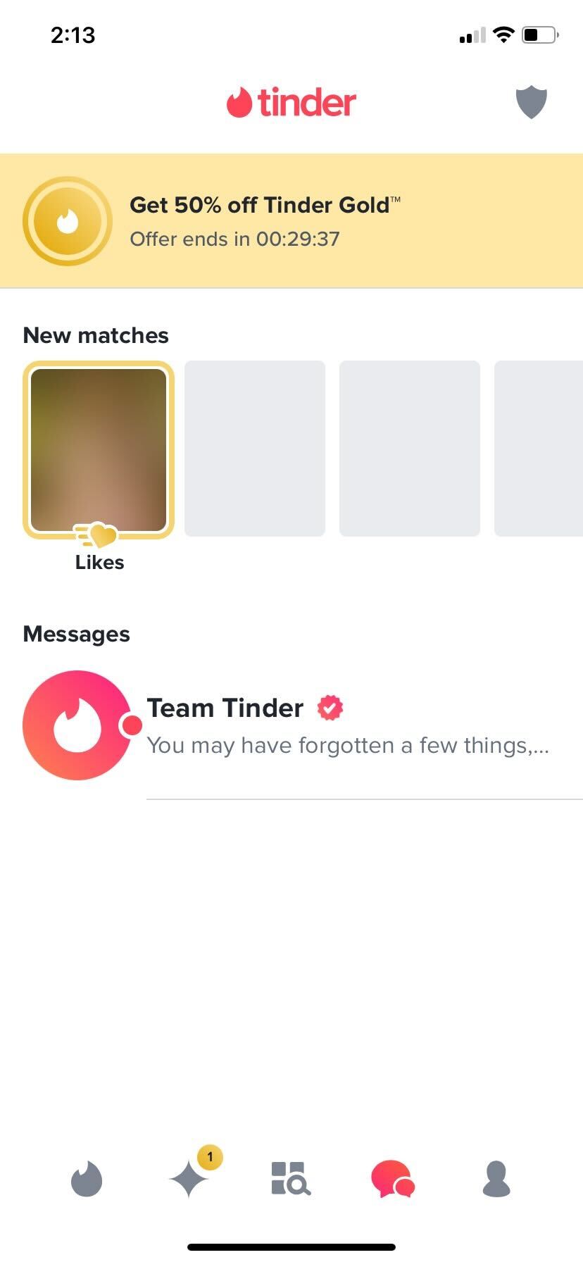 Tinder New Matches section