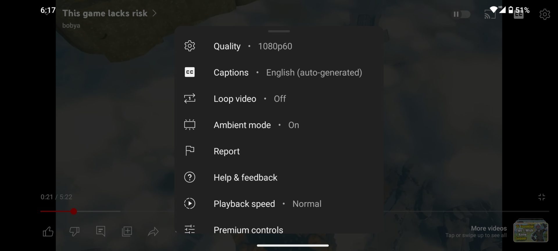 YouTube Video Settings