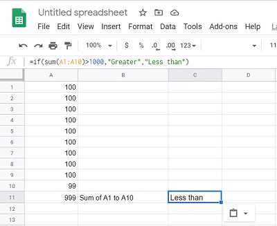 google sheets if then statement