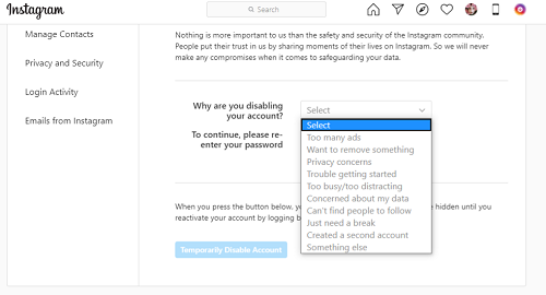 why are you disabling your account