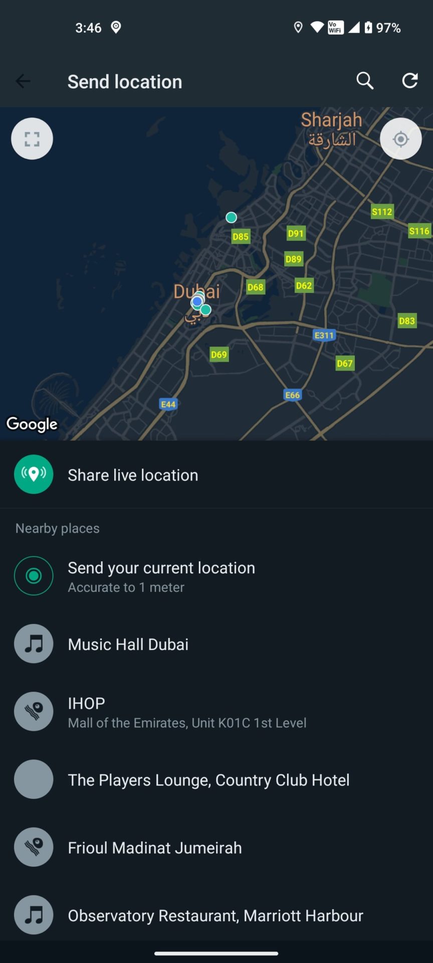 WhatsApp Android Share Live Location