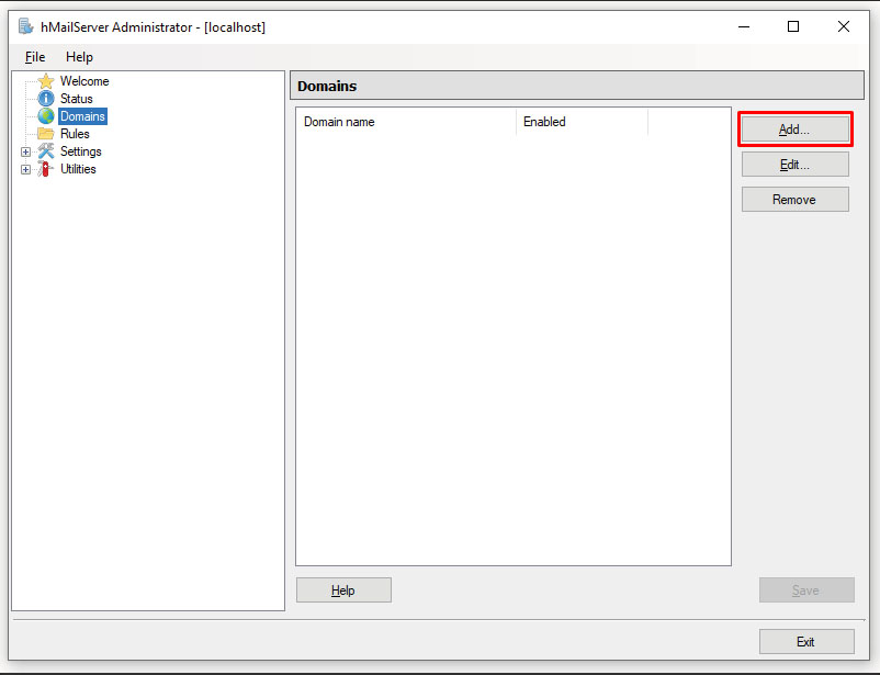 hMailServer add domain
