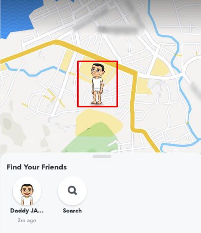 A friend's location on Snapchat map
