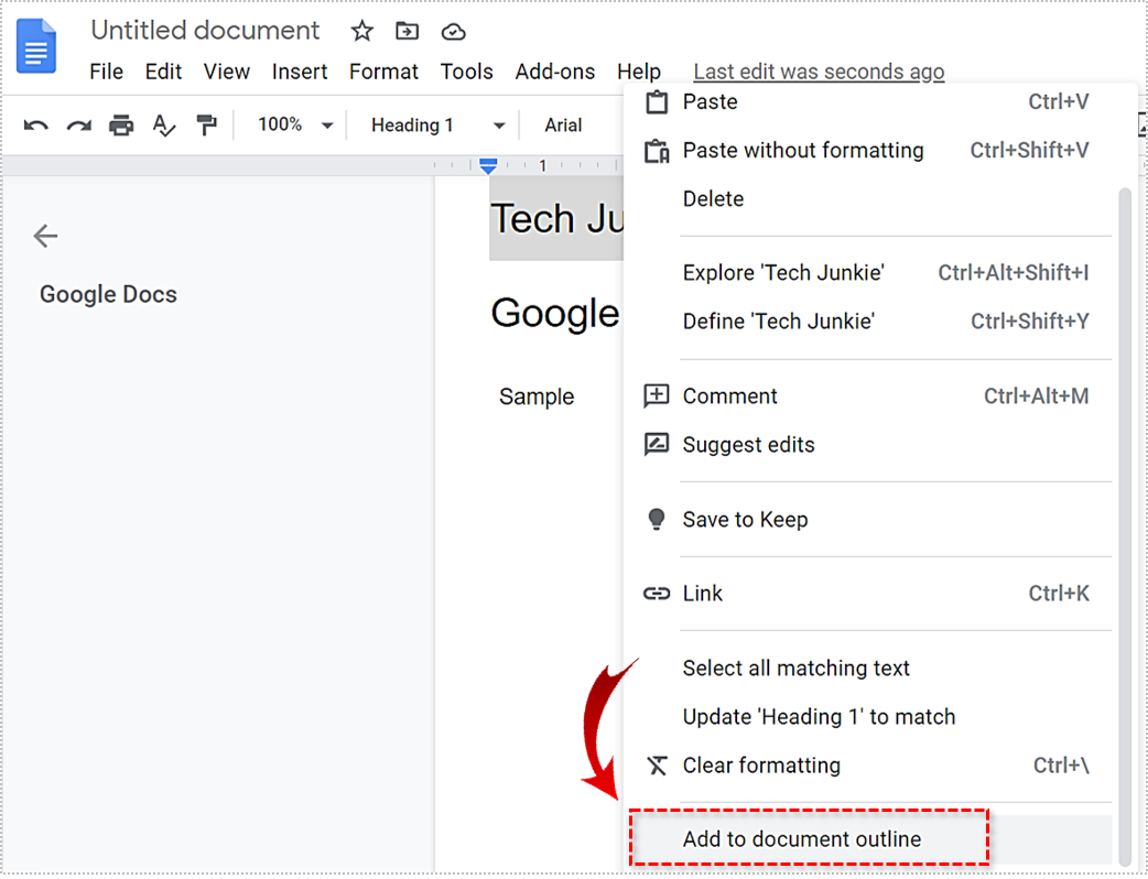 How To Add An Outline In Google Docs