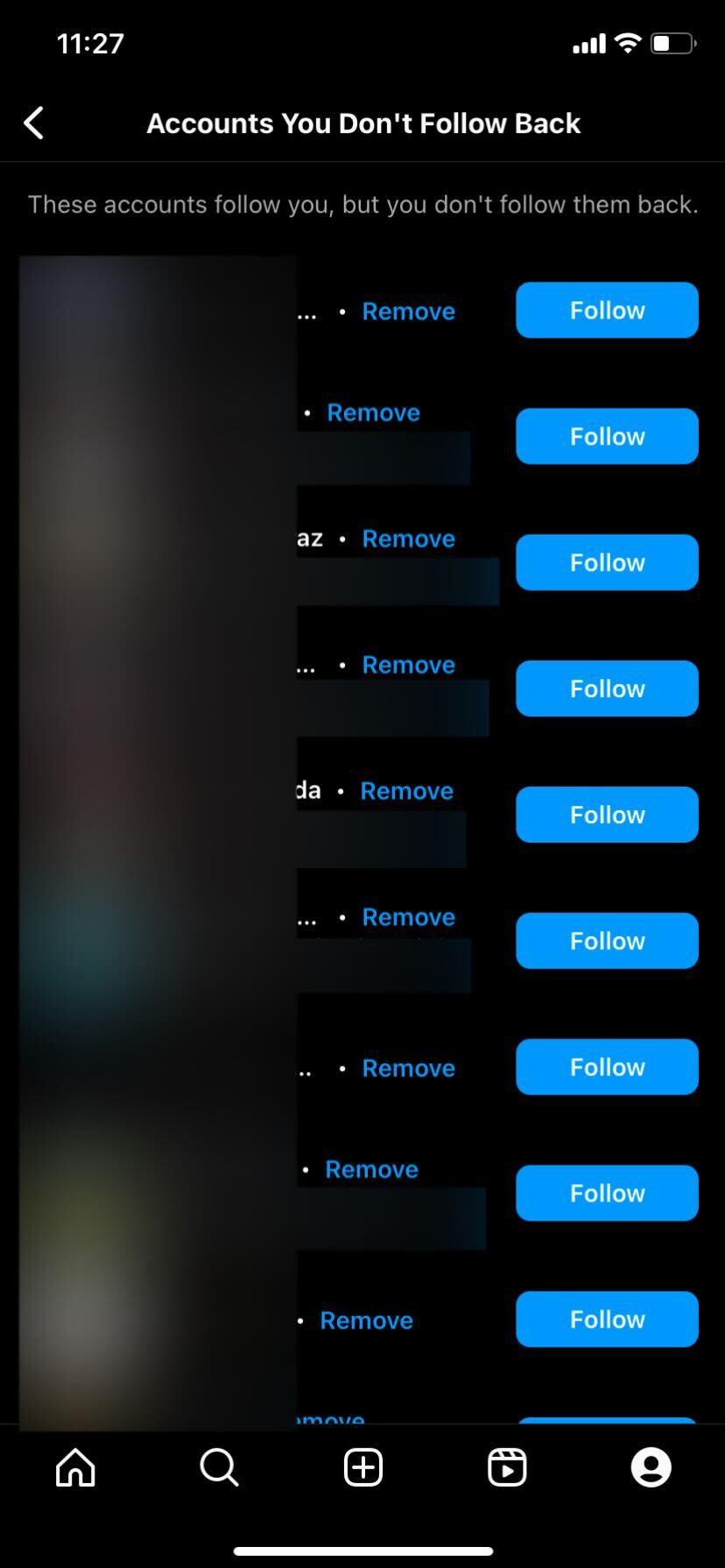 Instagram Accounts You Don’t Follow Back list