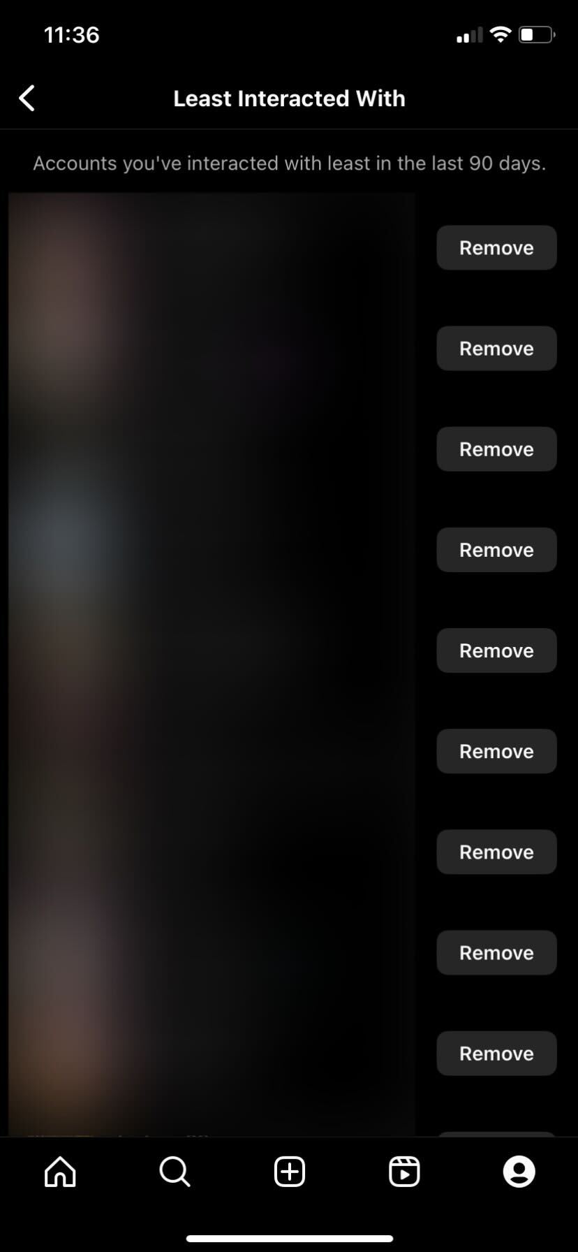 Instagram Least Interacted With Accounts