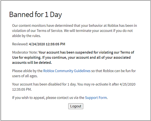 how to look at suspended roblox accounts