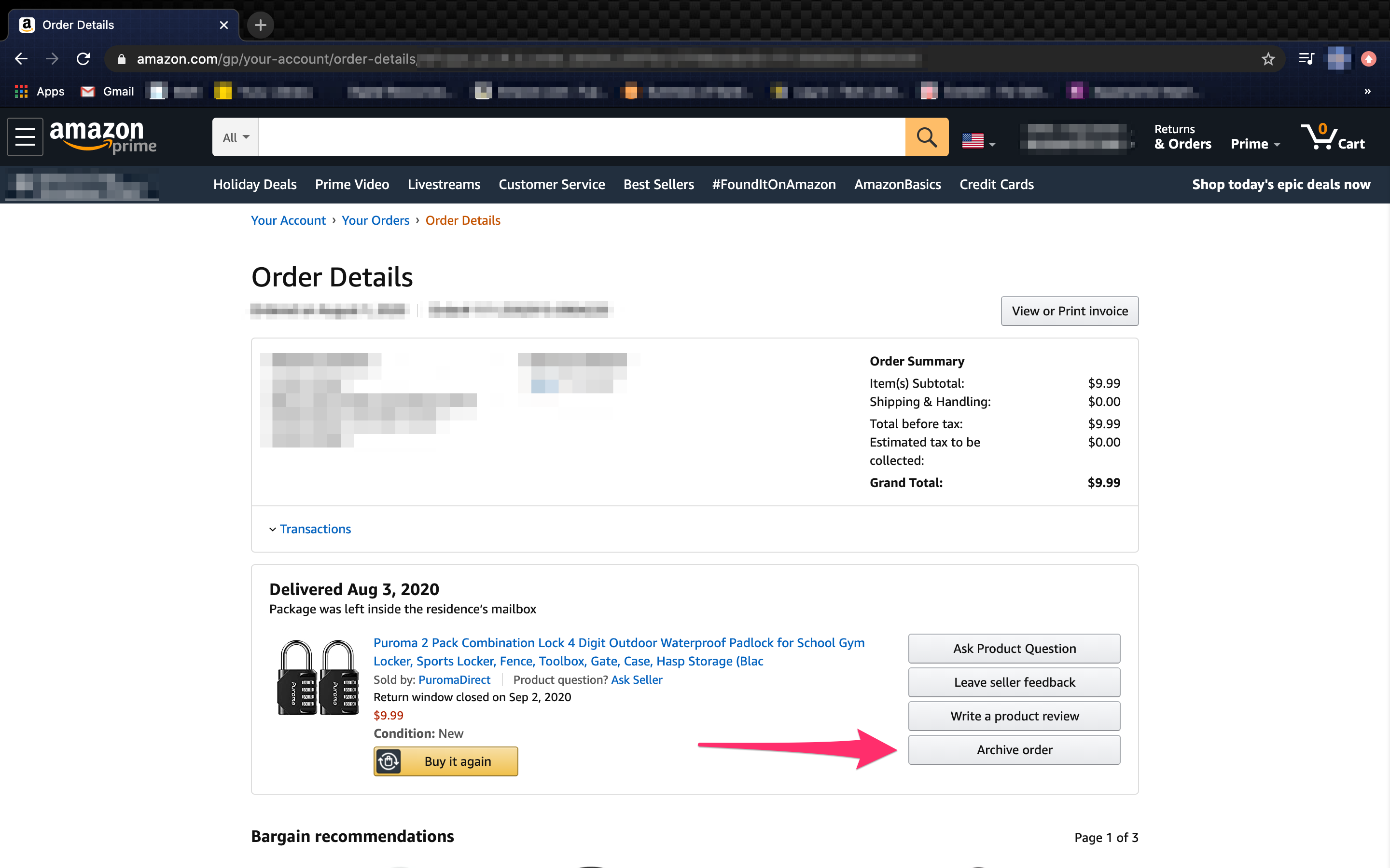 how to retrieve archived orders on amazon