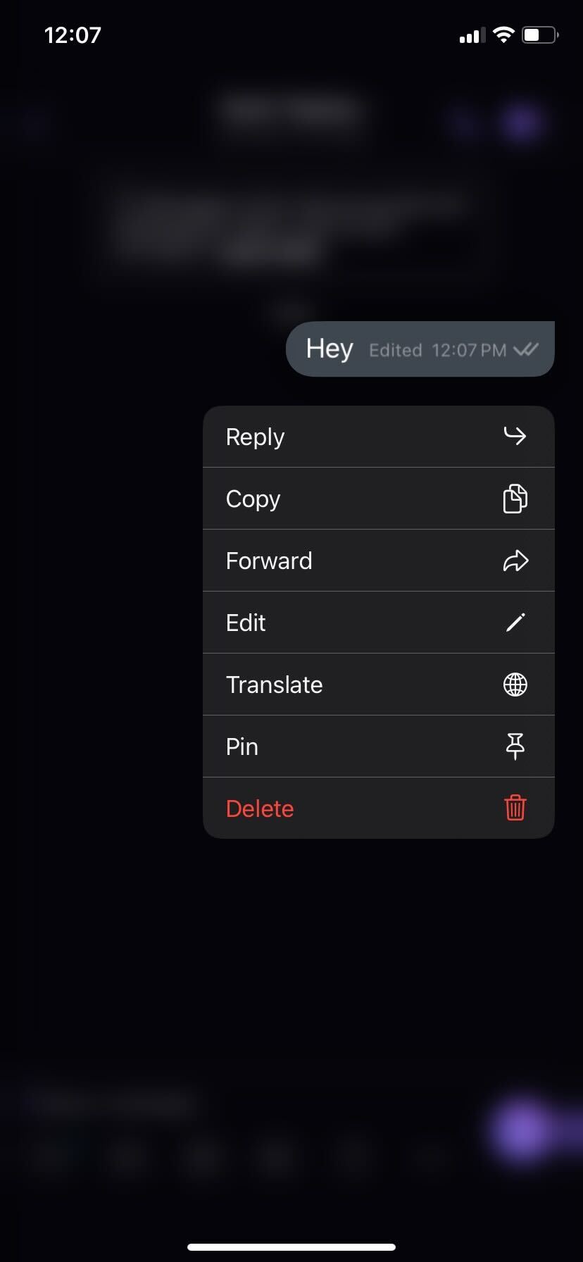 Viber Delete message option