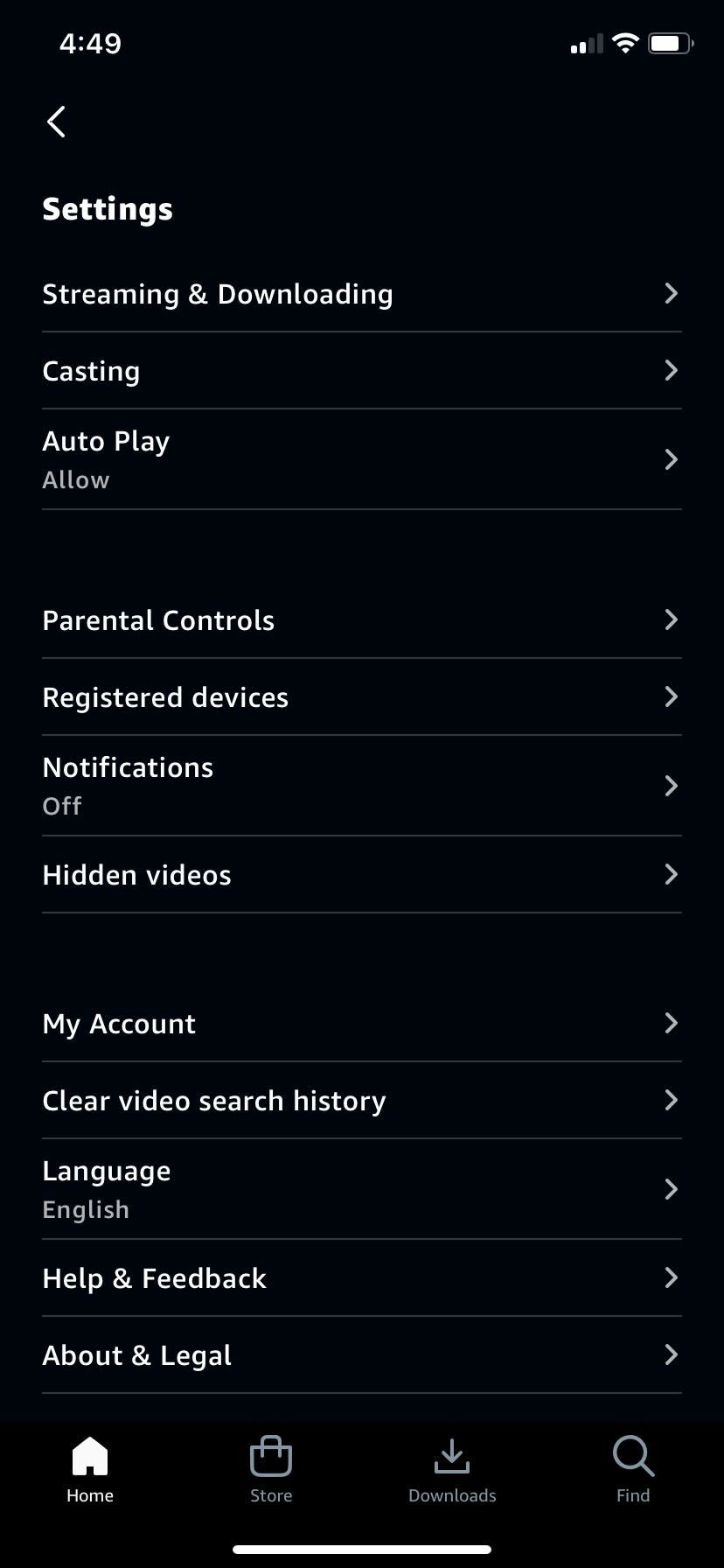 Amazon Prime Video app Registered devices