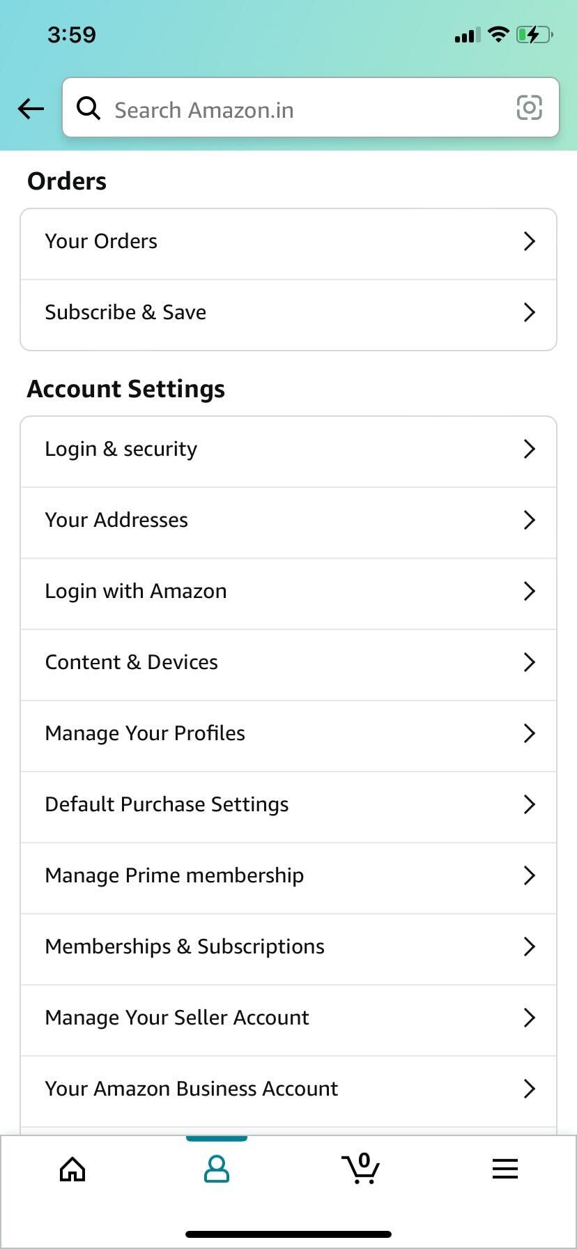 Amazon app Login & security
