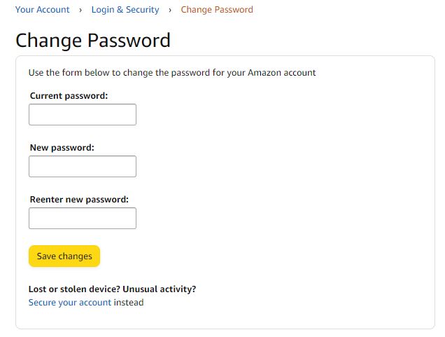 Amazon change password