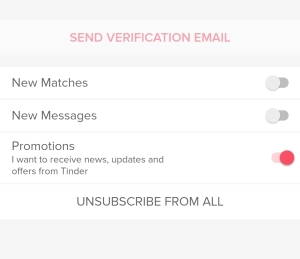 Tinder Promotions toggle