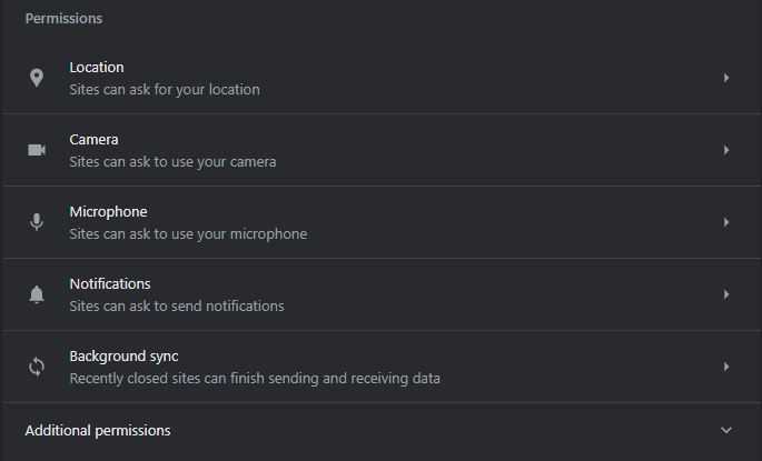 Google Chrome Location option