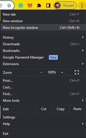 Google Chrome Settings option