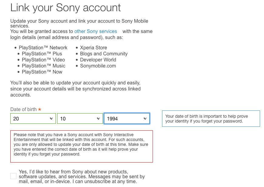 psn account date of birth