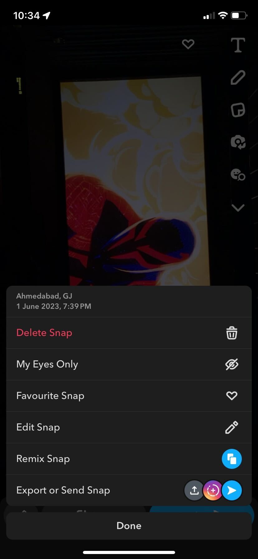 Snapchat Edit Snap option