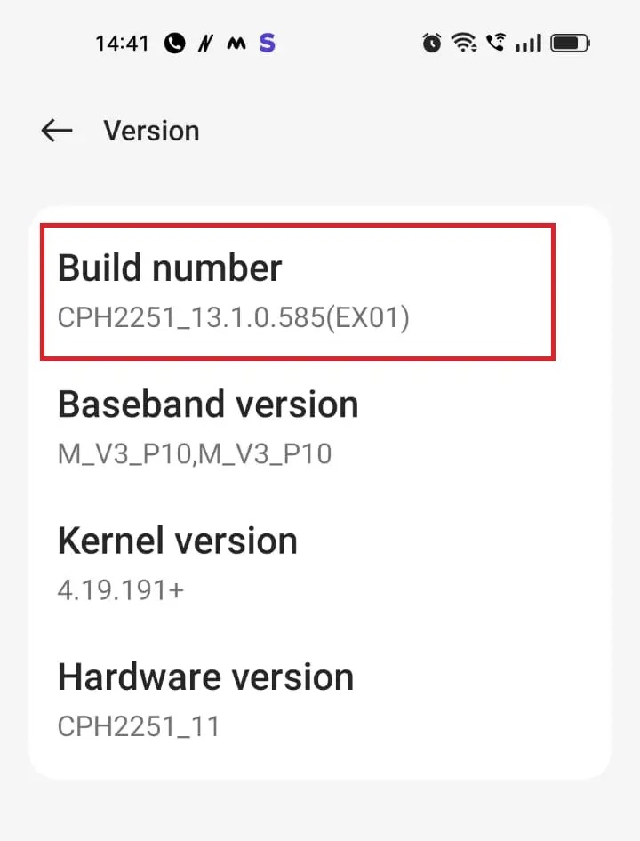 Android Build Number