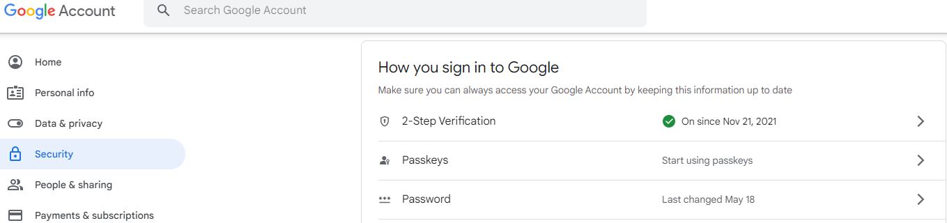 Google Account password