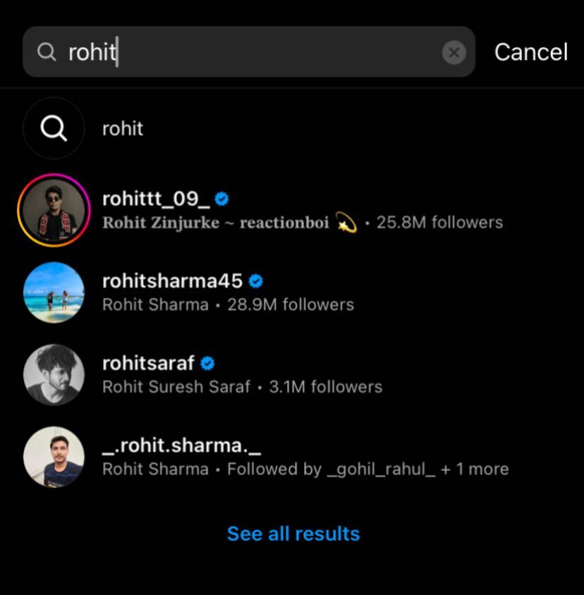 Instagram iOS search bar