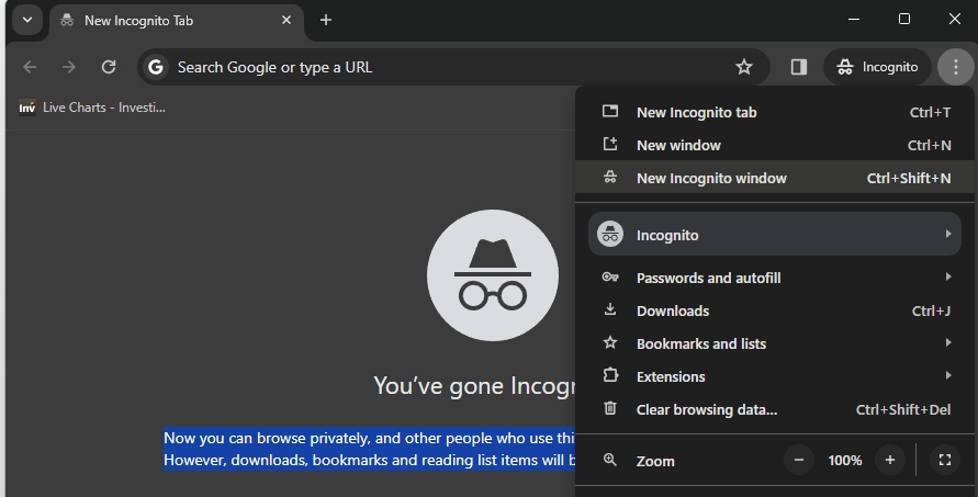 Chrome Incognito Mode