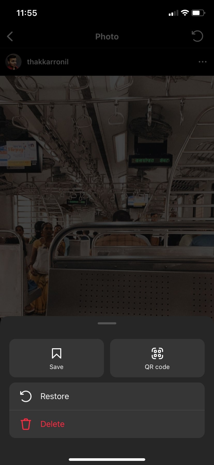 Instagram restore image option