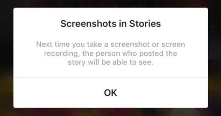 Instagram screenshot in Stories notification