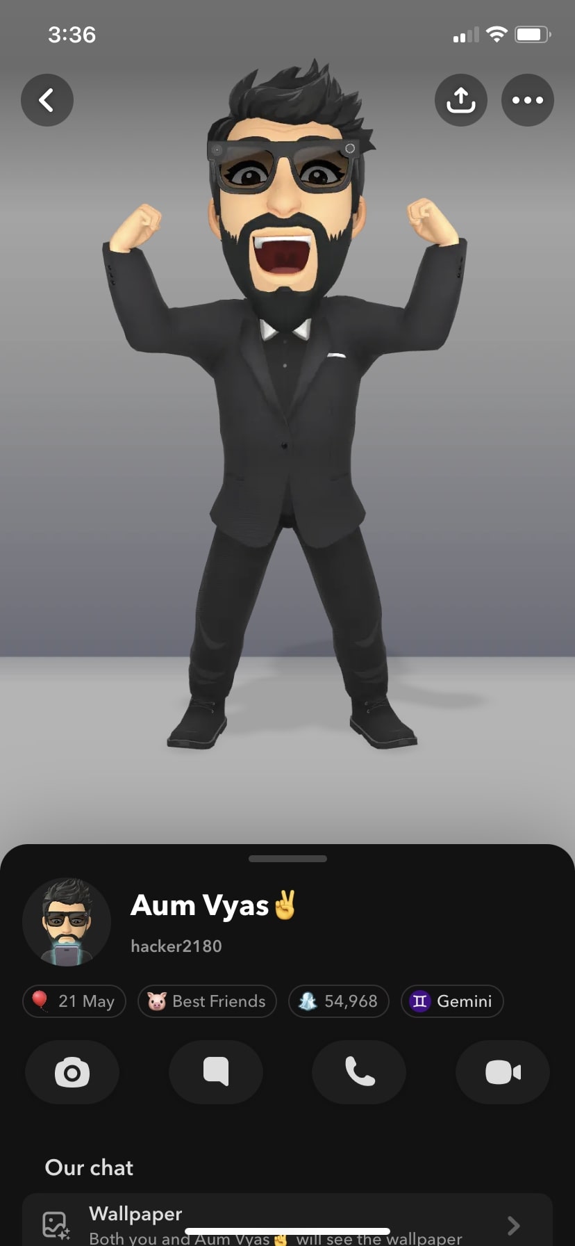 Snapchat Profile menu