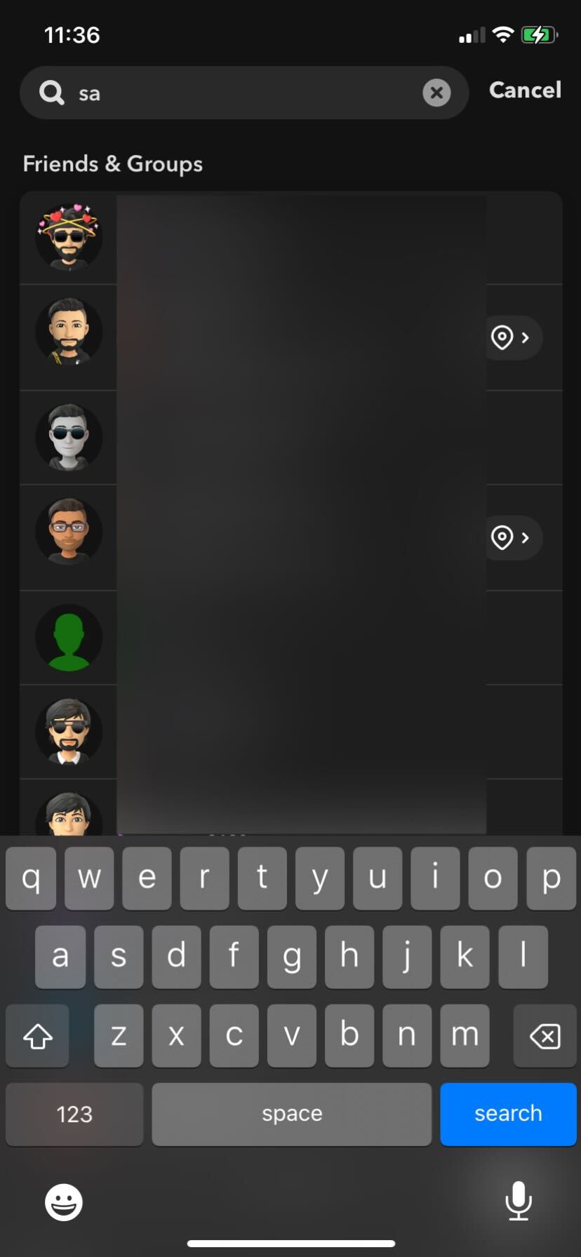 Snapchat search result