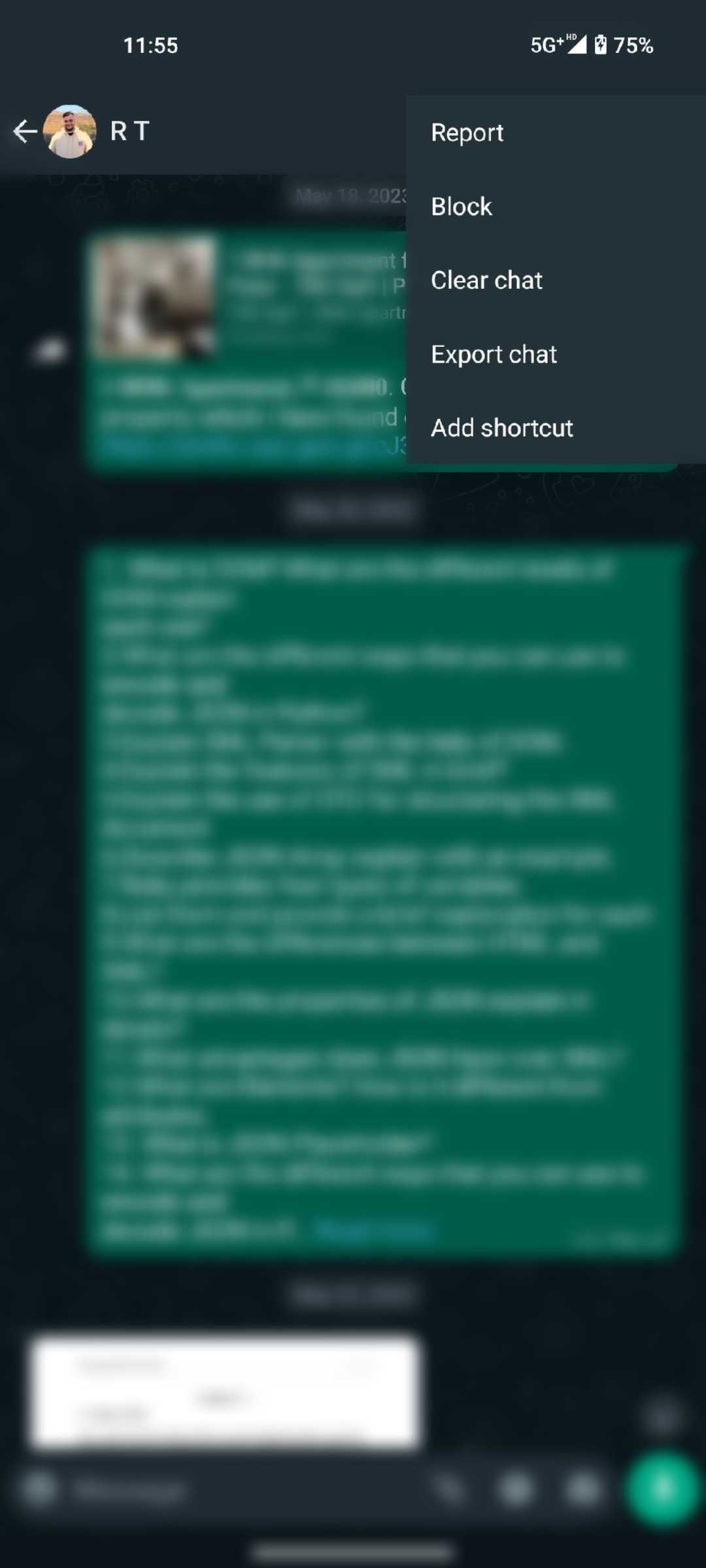 WhatsApp Android block button