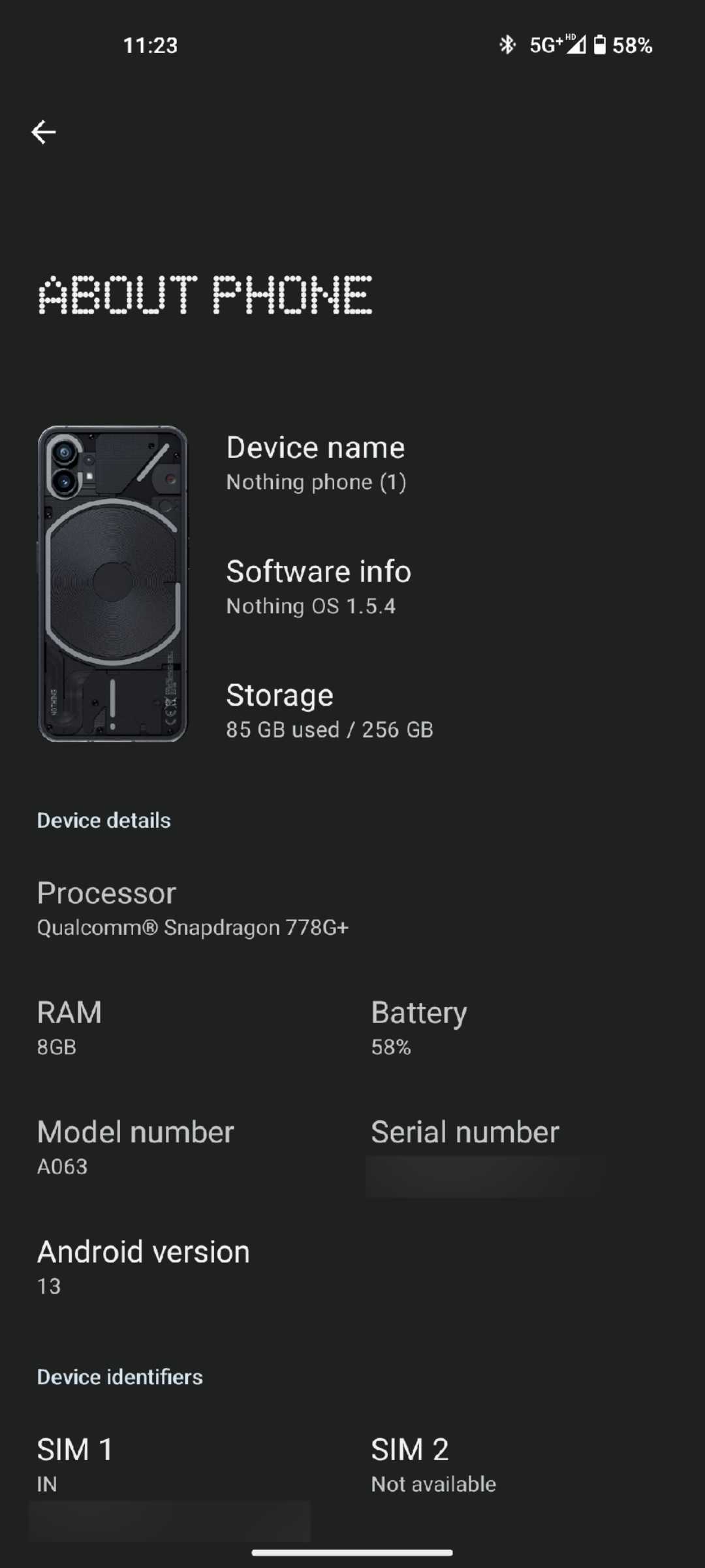 Android About Phone menu