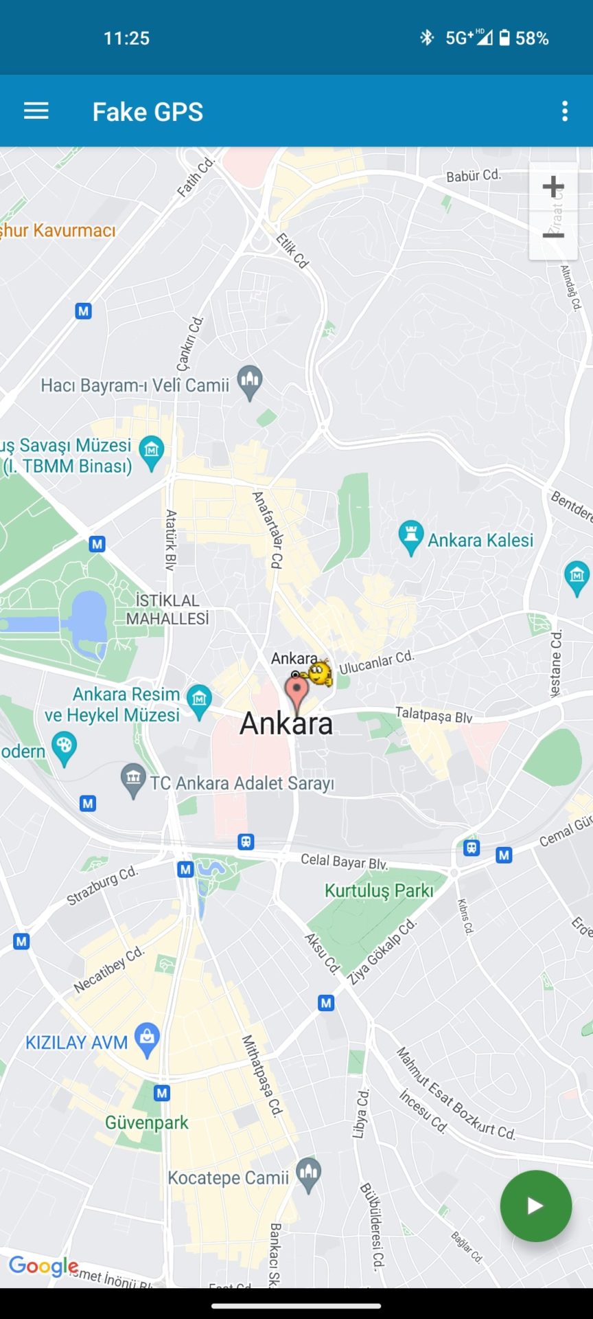 Fake GPS Location app play button