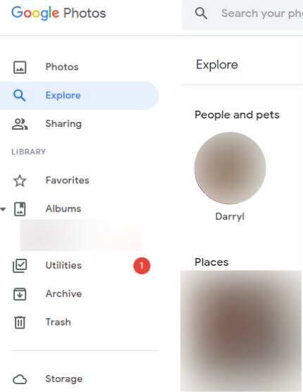 Google Photos Explore tab