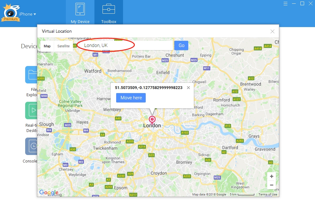 Move Here button on iTools app