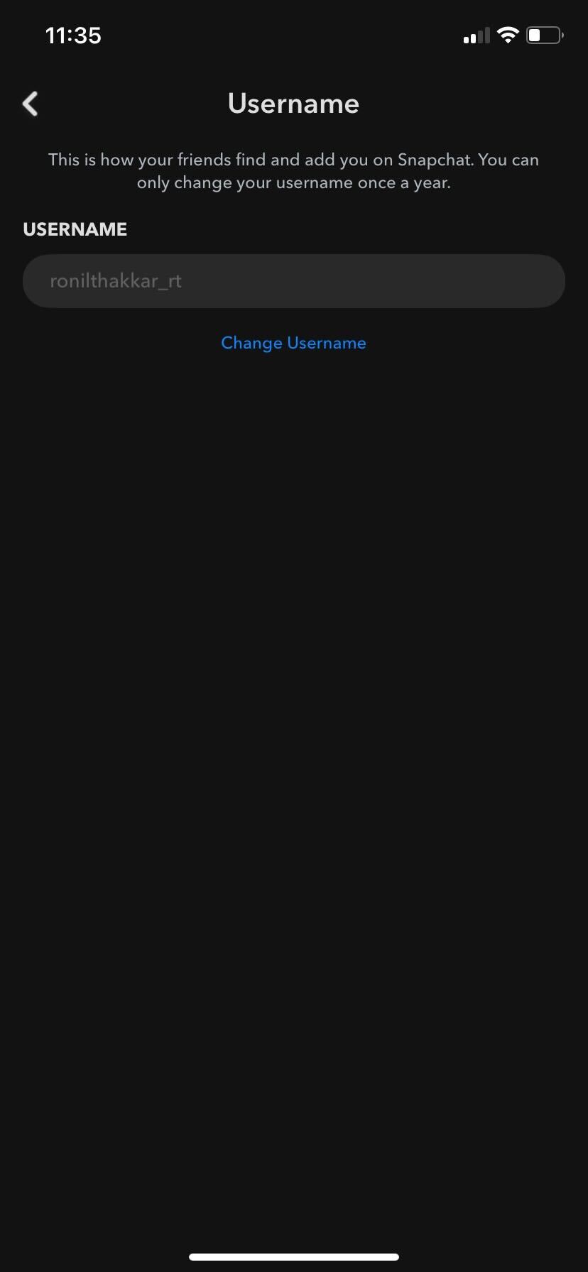 Snapchat change username option