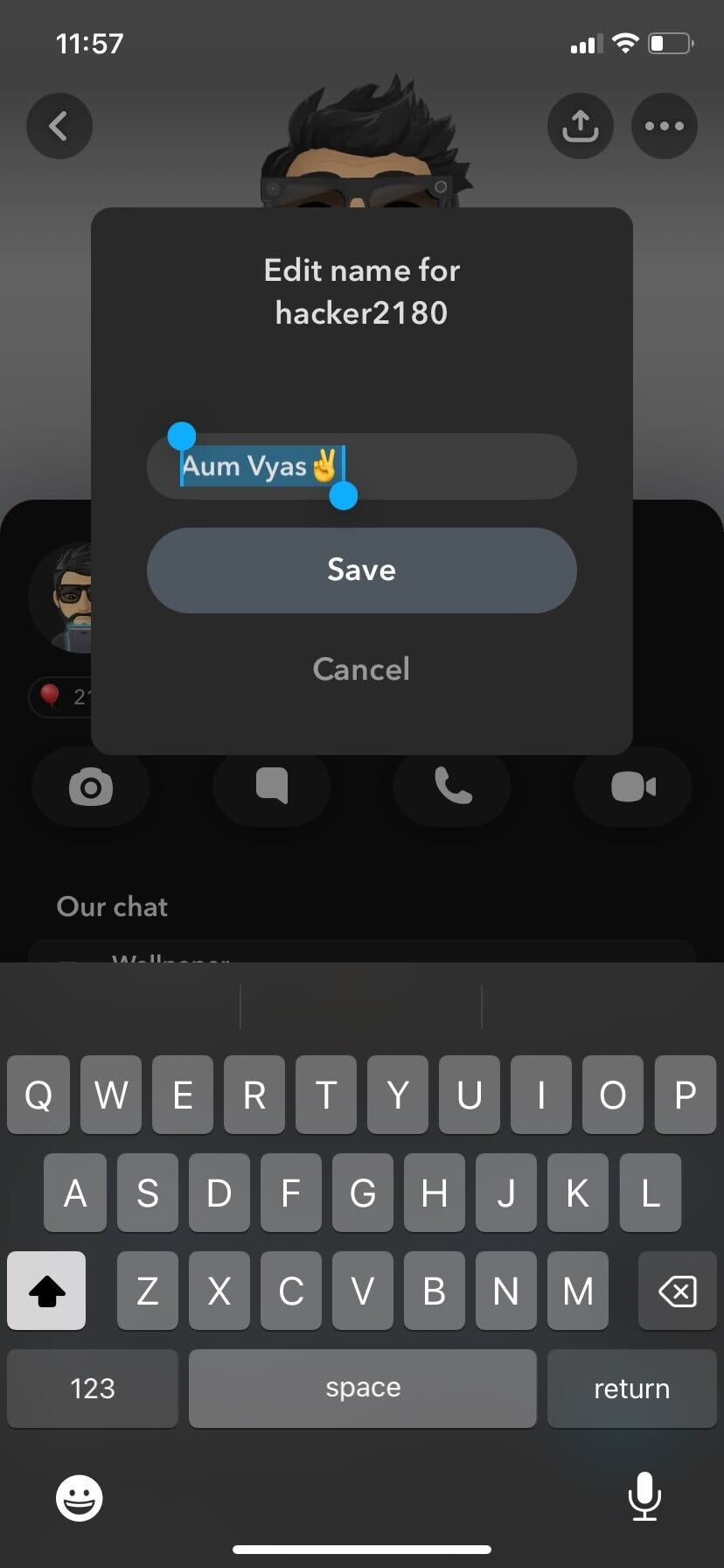 Snapchat edit friend's Display Name