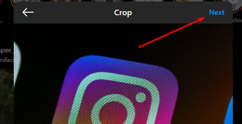 Instagram Reel - showing Next button